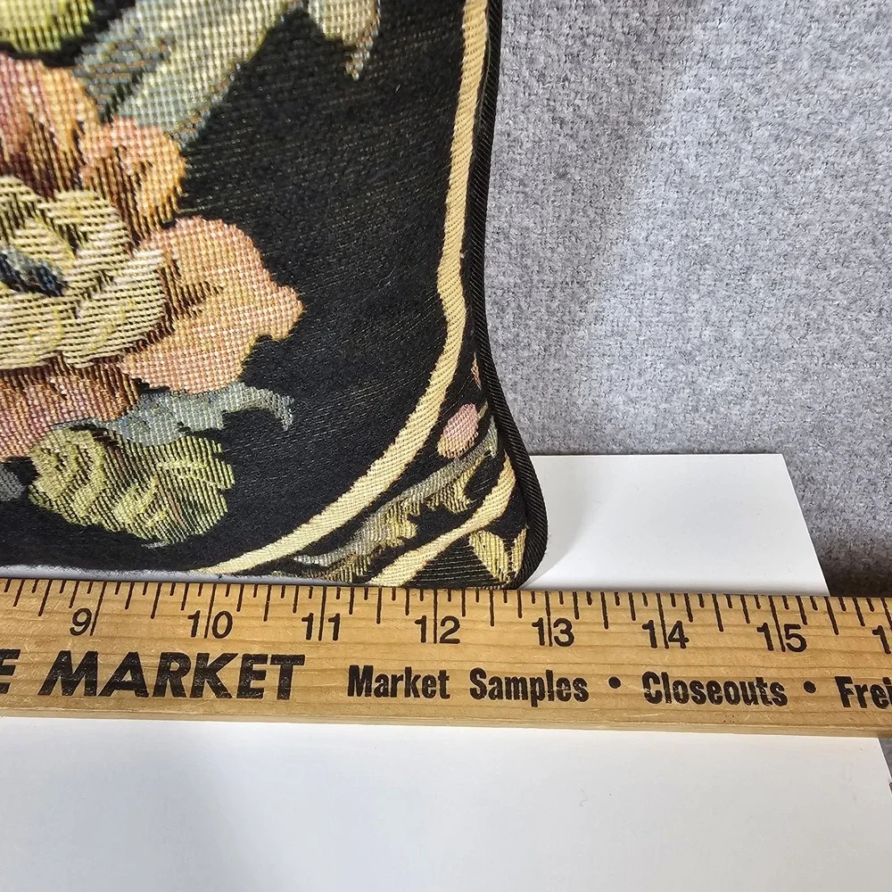 Floral VTG Tapestry Throw Pillow Old World Victorian Cottage Granny Country 13x9